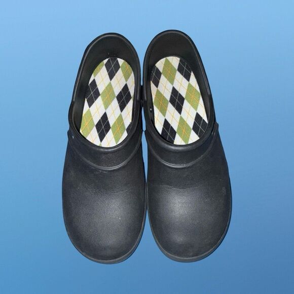 Crocs Neria Pro Black Dual Comfort Clogs Plaid Insoles Size W 9 - Picture 11 of 11